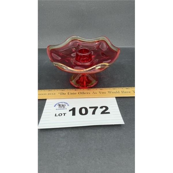 VIKING GLASS SIX-PETAL AMBERINA CANDLE HOLDER