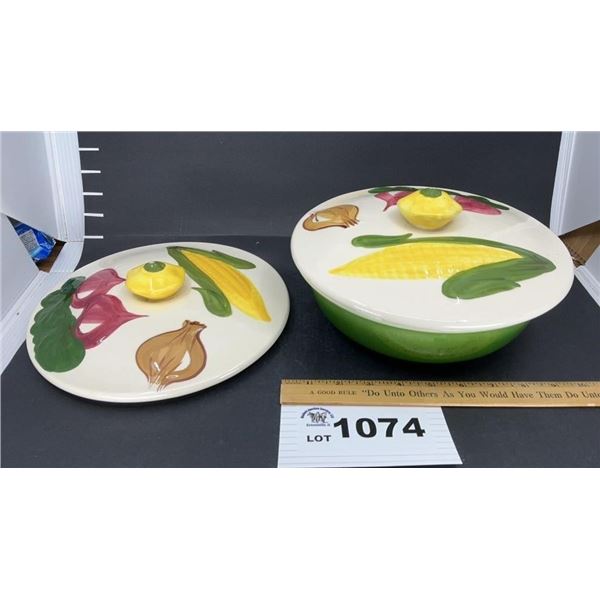LOS ANGELUS POTTERY CASSEROLE DISH, EXTRA LID