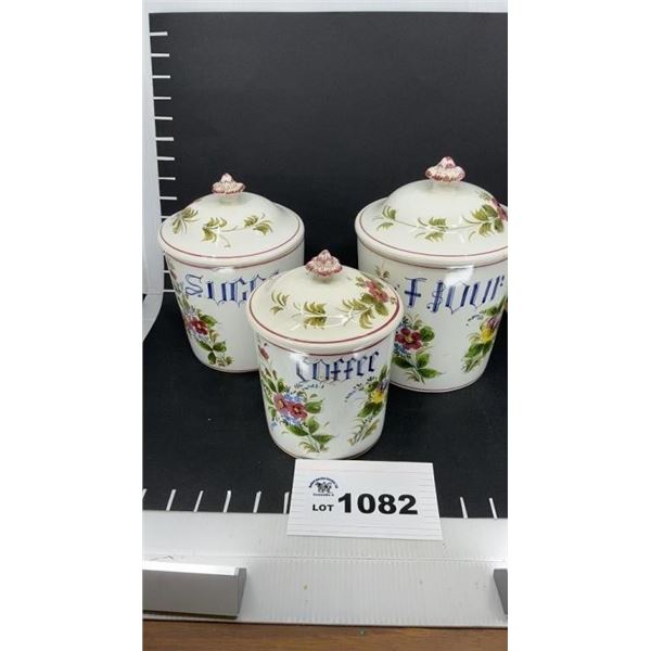 VINTAGE ITALIAN CERAMIC CANISTERS W LIDS 3