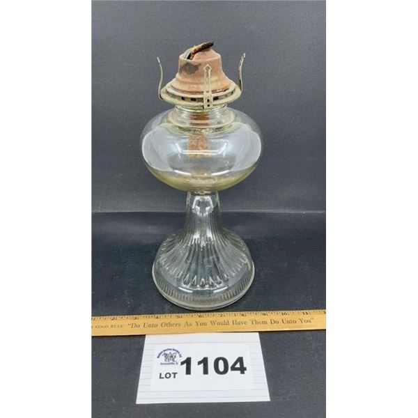 CLEAR GLASS 12 inch TABLE OIL LAMP