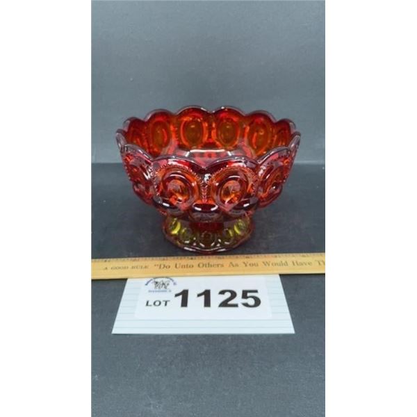 MOON & STARS AMBERINA CANDY DISH 4 inches tall