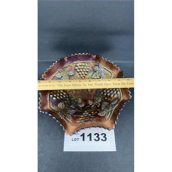 FENTON CARNIVAL GLASS GRAPE & CABLE BOWL