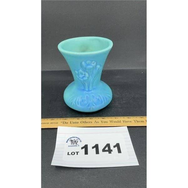 VAN BRIGGLE ART POTTERY TEAL BLUE FLARING RIM