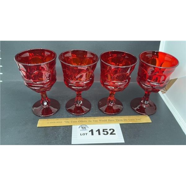 FOSTORIA ARGUS RUBY RED WATER GOBLET 4