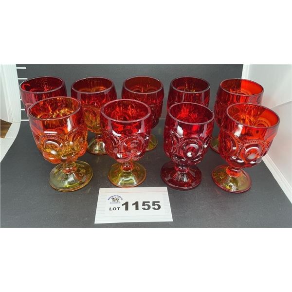 MOON & STARS AMBERINA WATER GOBLETS 9
