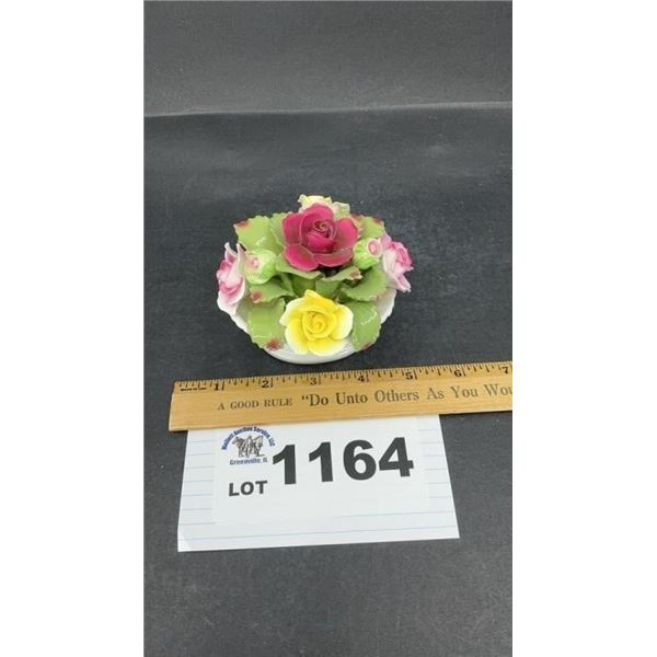 AYNSLEY FLORAL BASKET 3 inches tall