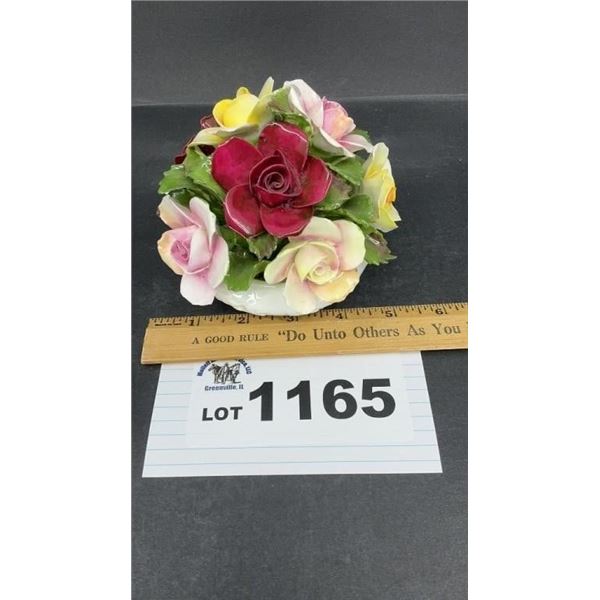 AYNSLEY BONE CHONA FLORAL BOWL 4 inches tall