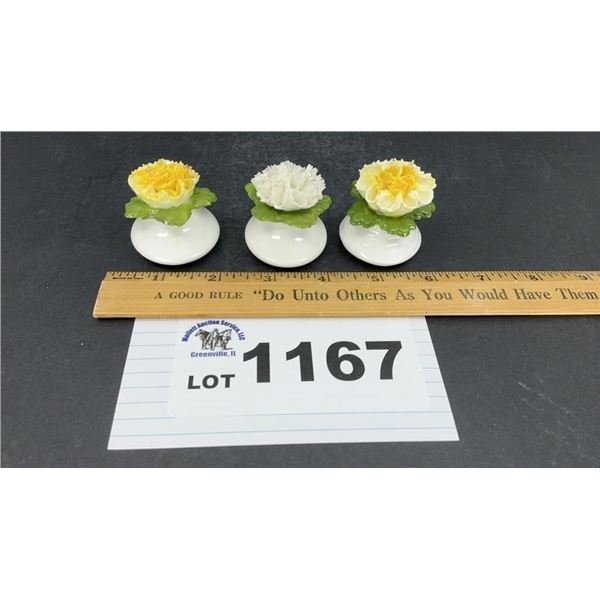 AYNSLEY BONE CHINA FLORAL POTS 1 inch