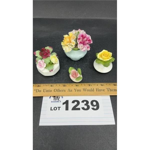 AYNSLEY BONE CHINA FLORALS 4 1 pc chipped