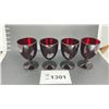 Image 1 : 4 RUBY RED GLASS GOBLETS