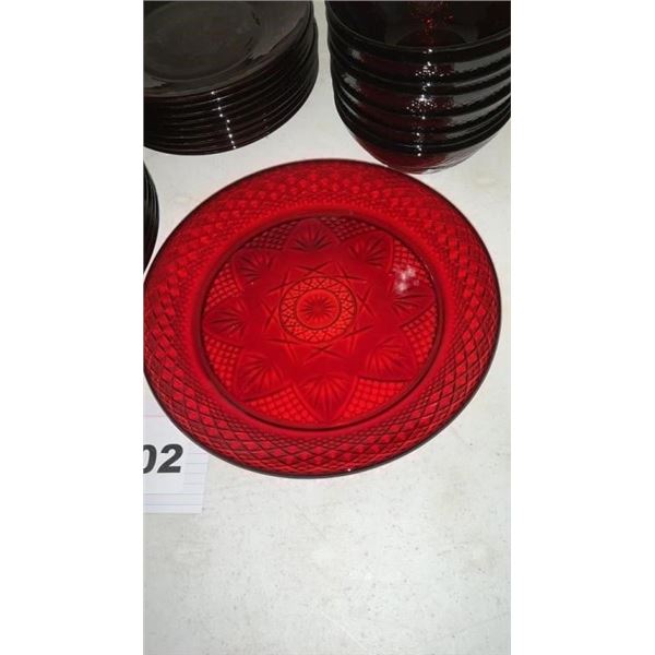 RUBY RED DEPRESSION DISHES 29pcs