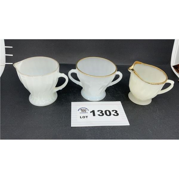 ANCHOR HOCKING SWIRL SUGAR, CREAMERS