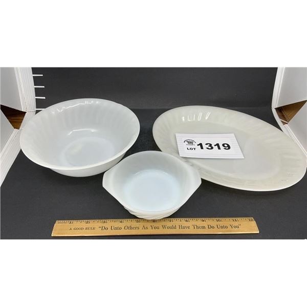 FIRE KING SWIRL PLATTER, BOWLS