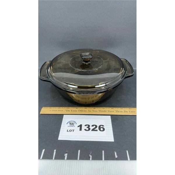 ANCHOR HOCKING VISION WARE CASSEROLE DISH W LID