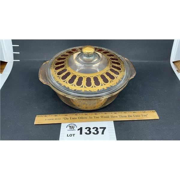 FIRE KING GEORGES BRIARD CASSEROLE DISH W LID