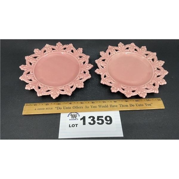 2 PINK LACE CHARGER PLATES