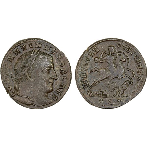 ROMAN EMPIRE: Constantine I, as caesar, 306-307 AD, AE follis (9.04g), Aquileia, Choice VF