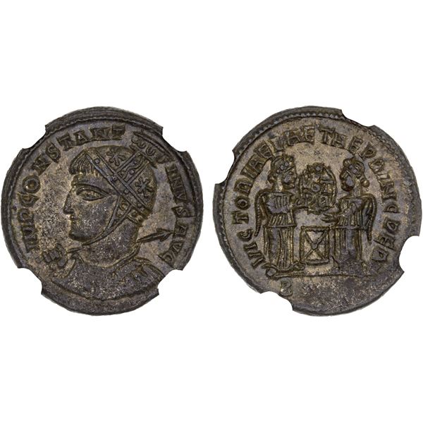 ROMAN EMPIRE: Constantine I, 306-337 AD, silvered AE nummus (3.32g), Siscia, 318-319 AD, NGC graded 