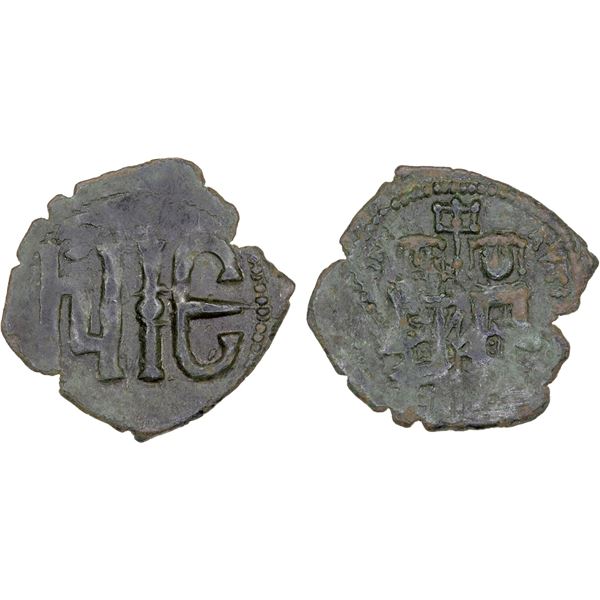 BYZANTINE EMPIRE: Andronikos II & Michael IX, 1294-1320, AE assarion (1.31g), Constantinople, year 1
