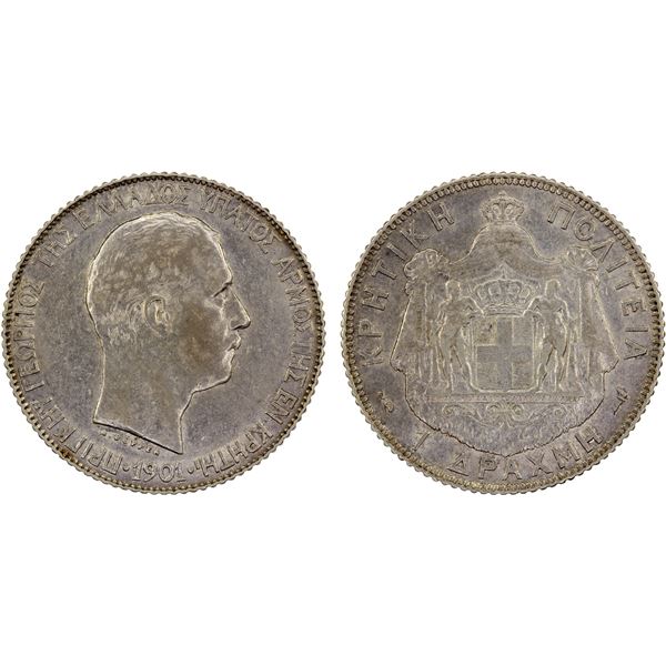 CRETE: George, of Greece, 1898-1906, AR drachma, 1901, XF