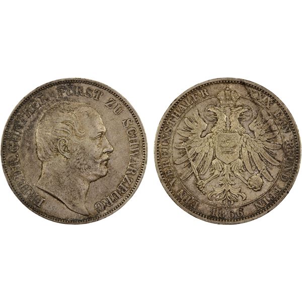 SCHWARZBURG-RUDOLSTADT: Friedrich Günther, 1807-1867, AR thaler, 1866, VF to XF