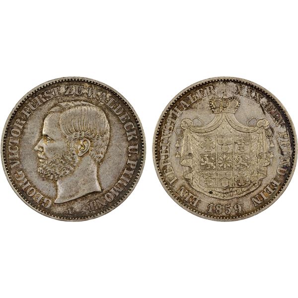 WALDECK-PYRMONT: Georg Victor, 1845-1893, AR thaler, 1859-A, XF