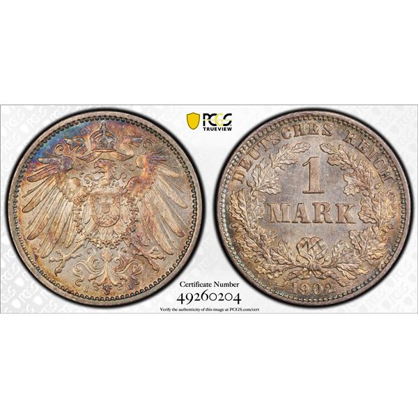 GERMANY: Kaiserreich, AR mark, 1902-J, PCGS graded MS62