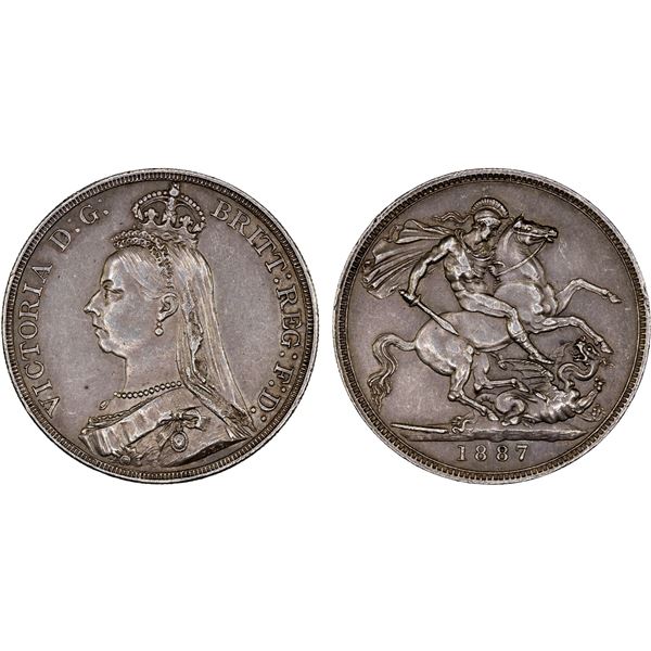 GREAT BRITAIN: Victoria, 1837-1901, AR crown, 1887, XF