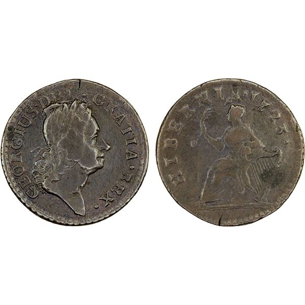 IRELAND: George I, 1714-1727, AE farthing, 1723, VF