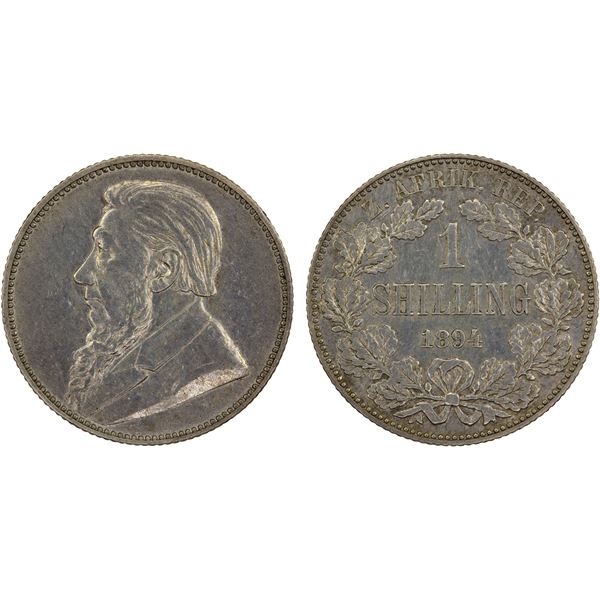 SOUTH AFRICA: Republic, AR shilling, 1894, XF