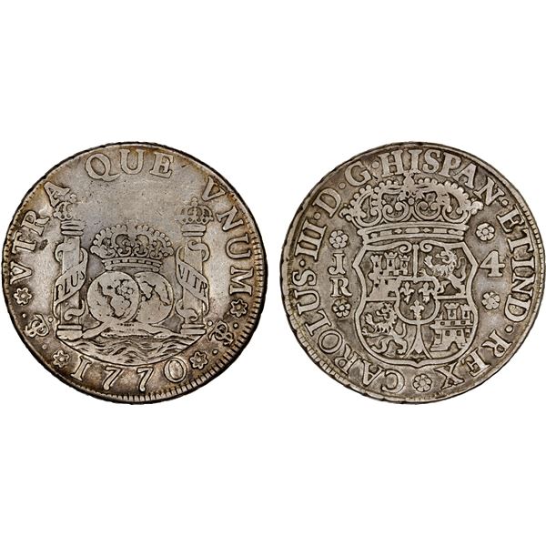 BOLIVIA: Carlos III, 1759-1788, AR 4 reales, 1770-PTS, Fine to VF