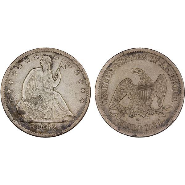 UNITED STATES: AR 50 cents, 1862-S, VF