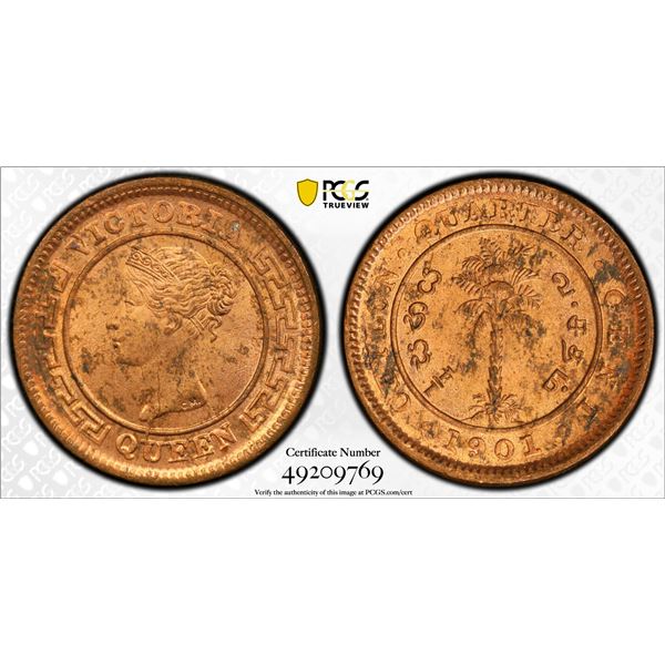 CEYLON: Victoria, 1837-1901, AE 1/4 cent, 1901, PCGS graded MS63 RD