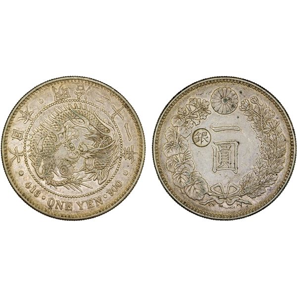 JAPAN: Meiji, 1868-1912, AR yen, year 21 (1888), XF