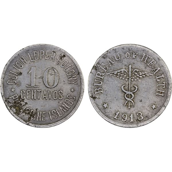 PHILIPPINES: Leprosarium Coinage, 10 centavos, 1913, VF to XF