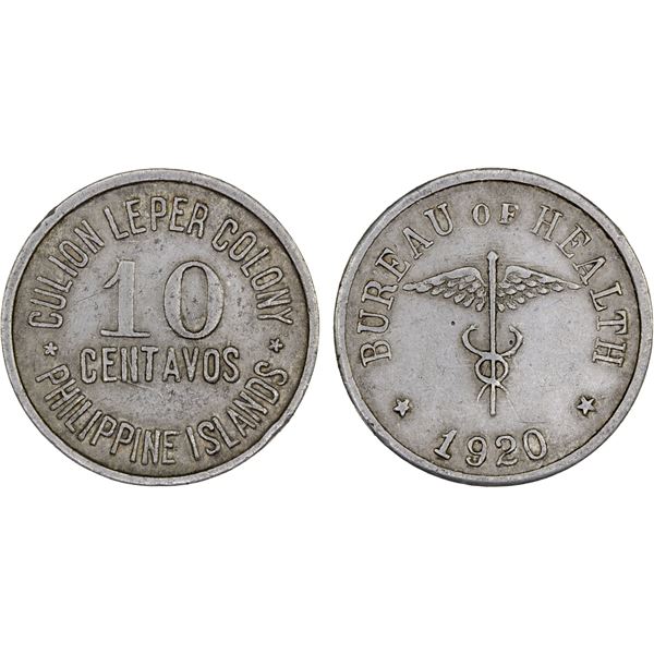 PHILIPPINES: Leprosarium Coinage, 10 centavos, 1920, XF