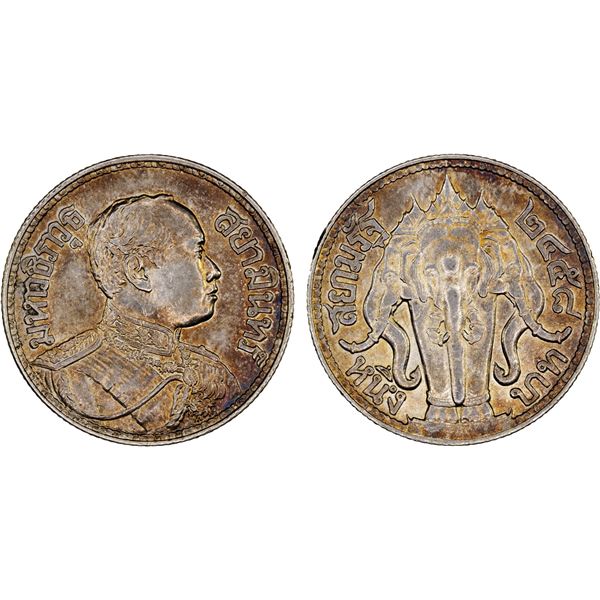 THAILAND: Rama VI, 1910-1925, AR baht, BE2458 (1915), About Unc