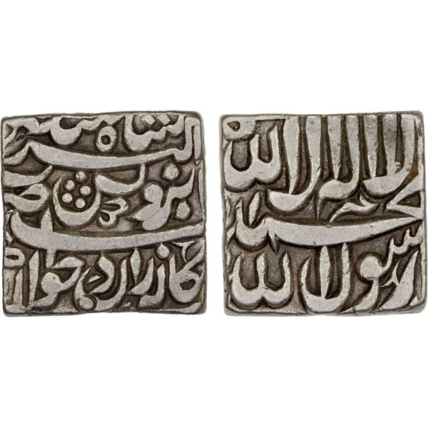 MUGHAL: Akbar I, 1556-1605, AR square rupee (11.16g), Bangala, ND, VF to XF