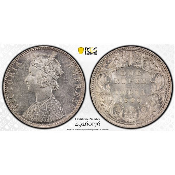 BRITISH INDIA: Victoria, Empress, 1876-1901, AR rupee, 1900-B, PCGS graded MS62
