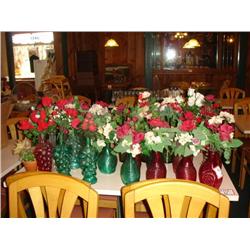 VASES W/ FAKE FLOWERS (CENTERPIECES)