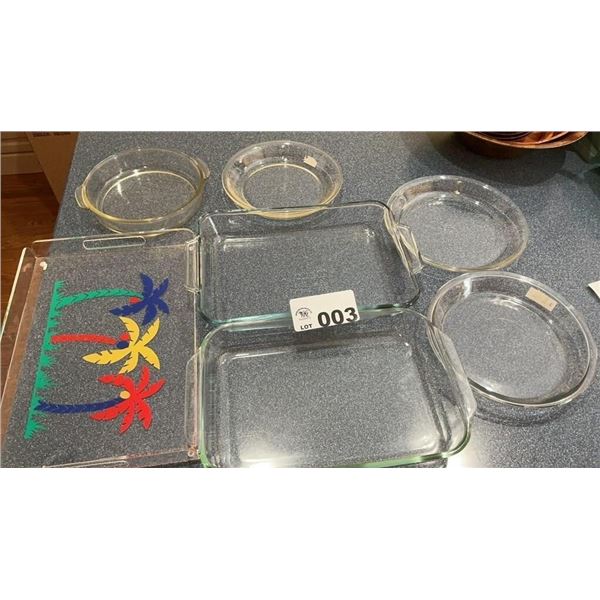 PYREX PIE PLATES, BAKING DISHES, TRAY