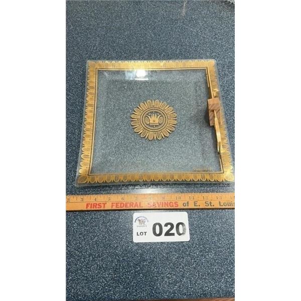 VINTAGE MCM GEORGES BRIARD GLASS PLATTER GOLD