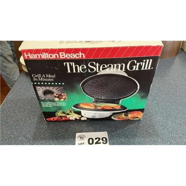 HAMILTON BEACH STEAM GRILL IN BOX,