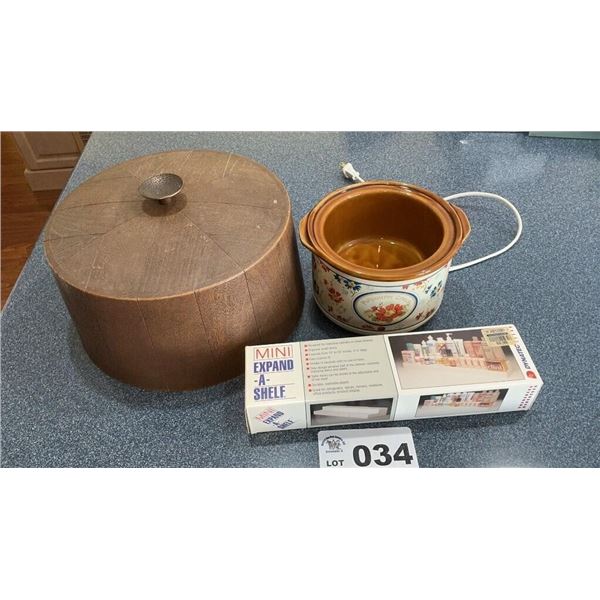 VINTAGE CAKE COVER, POTPOURRI POT, SHELF EXPANDER