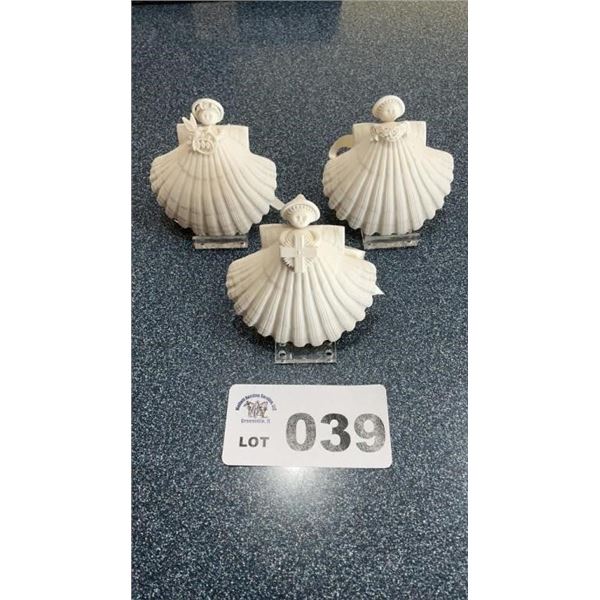VINTAGE MARGARET FURLONG SHELL ANGEL ORNAMENTS 3