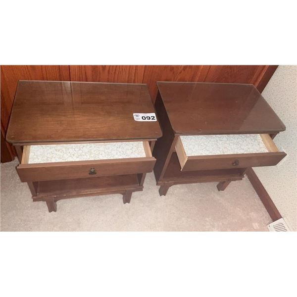 MCM BASSETT NIGHT STANDS 2  w GLASS TOPS (