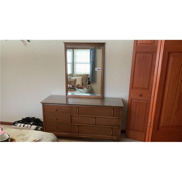 MCM BASSETT DRESSER W MIRROR -GLASS TOP BROKE (
