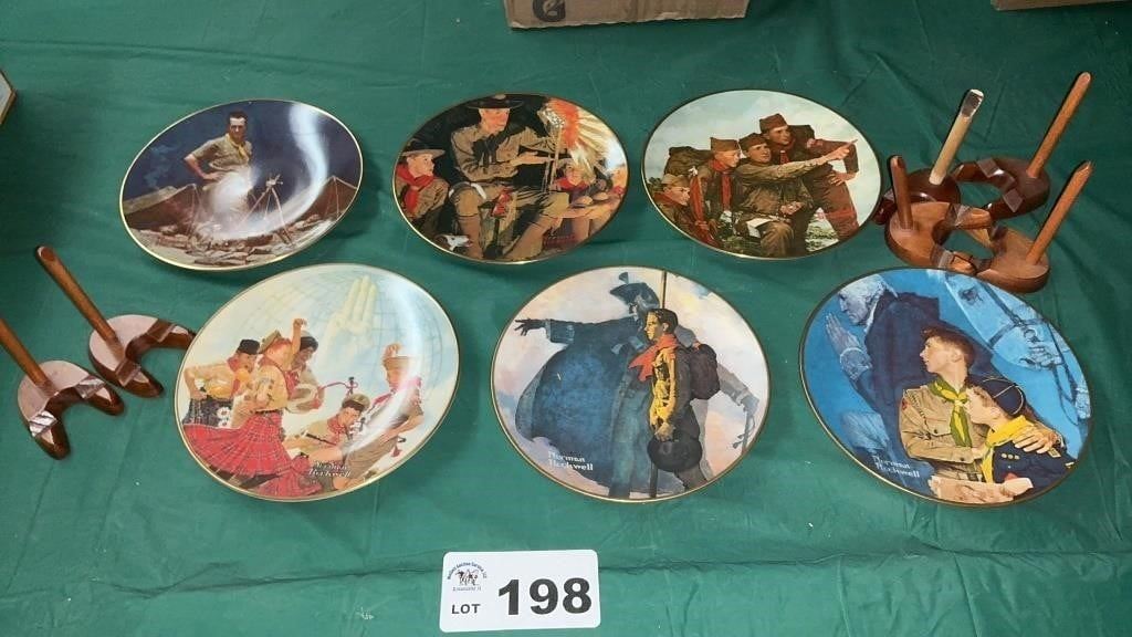 NORMAN ROCKWELL BOY SCOUT PLATES, STAND