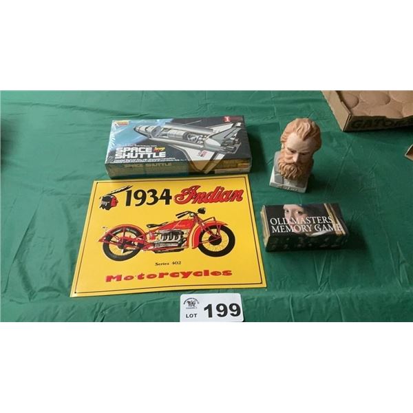METAL SIGN, BUST MUSIC BOX, MODEL, GAMR