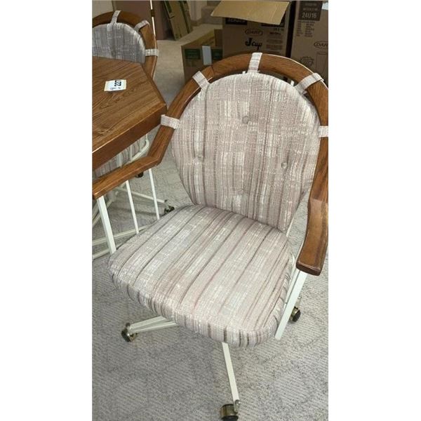 TABLE & 4 ROLLING CHAIRS